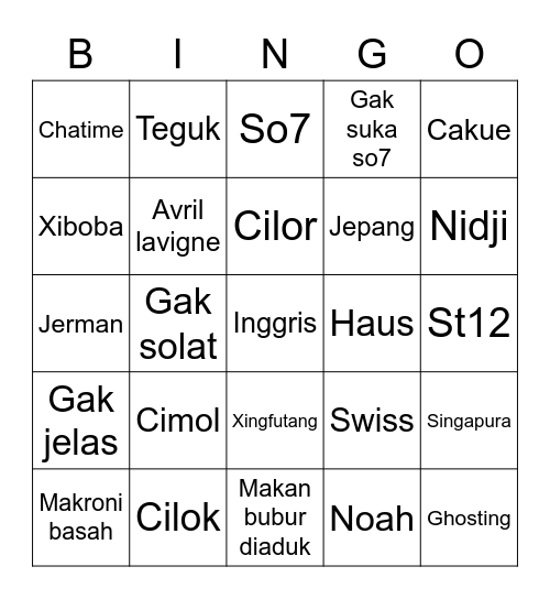 Keisuke Bingo Card