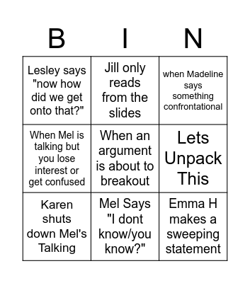 Community Services Bingo Card