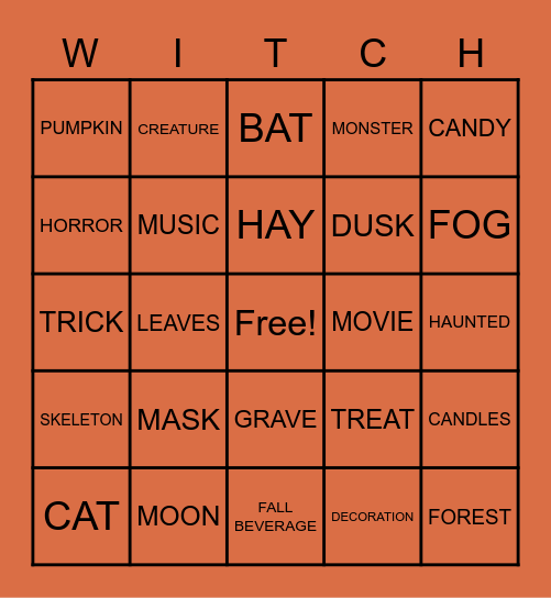 Witch's Cauldron Bingo 2021 Bingo Card