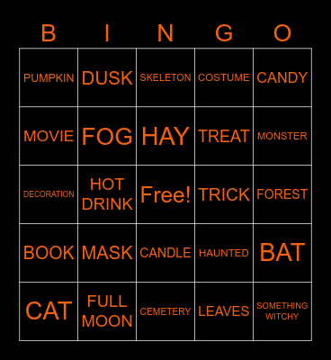 Witch's Cauldron Bingo Card