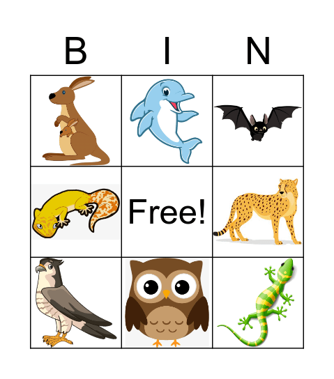 Animals Bingo Card