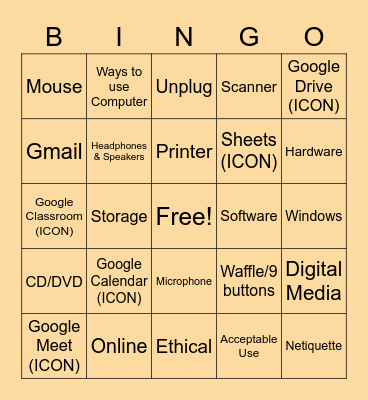 Computer Basics Bingo Card