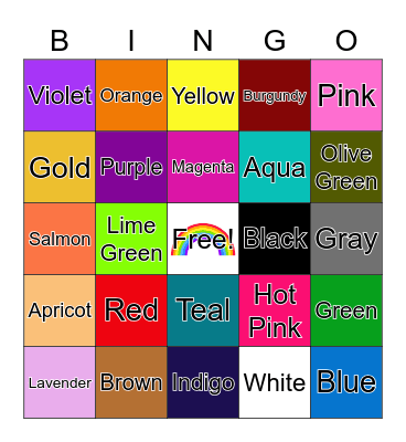Colors Bingo! Bingo Card