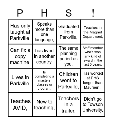 Find Someone Who Bingo Card