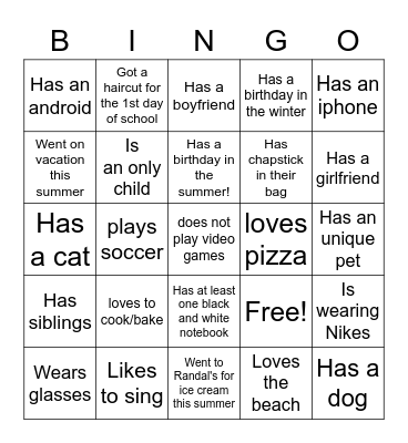 Ice-Ice Breaker! Bingo Card