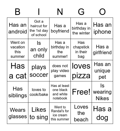 Ice-Ice Breaker! Bingo Card