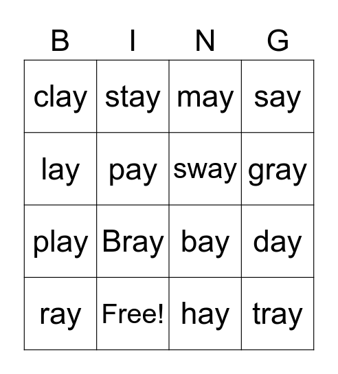 ay Bingo Card