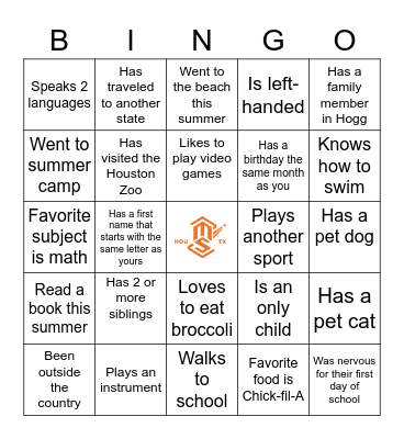 Mission Squash Bingo Card