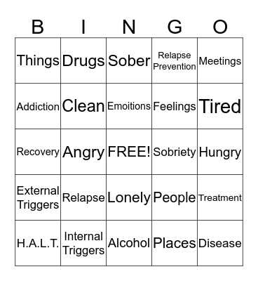 Alternative Counseling Bingo Card
