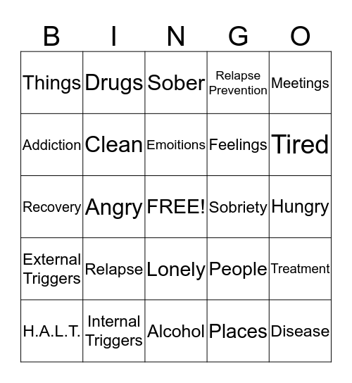 Alternative Counseling Bingo Card