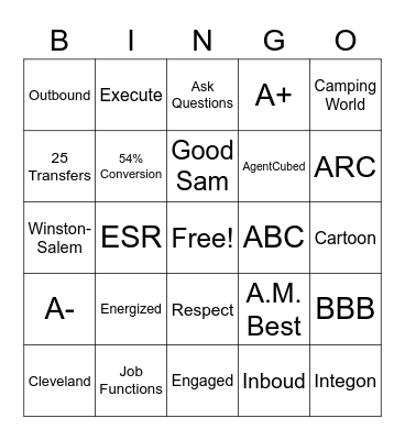 Day 1 Bingo Card