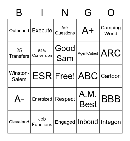 Day 1 Bingo Card