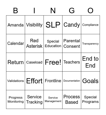 Special Programs Management Bingo Card