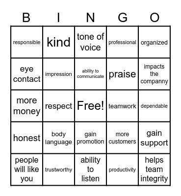 Impression at work Bingo Card