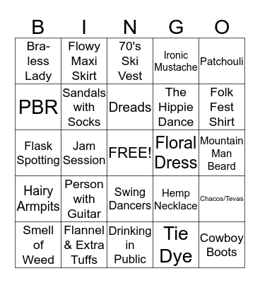 Folk Fest Bar Bingo Card