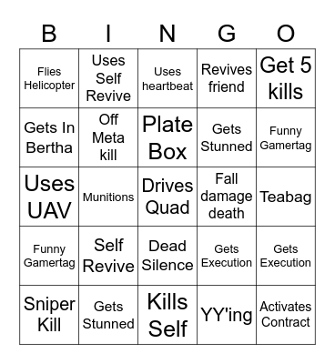 Warzone Bingo Card
