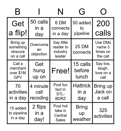 Team Bieds Bingo Card