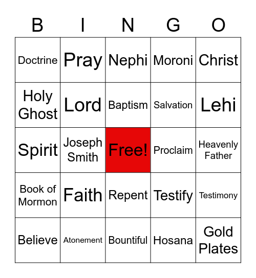 Book of Mormon Bingo Card