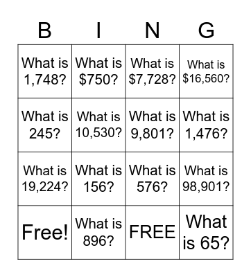 MULTIPLICATION BINGO Card