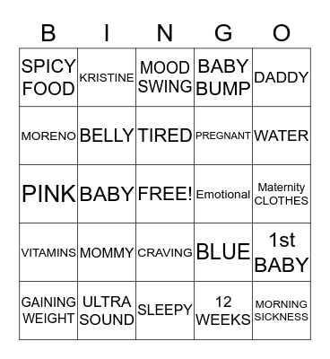 M&K Reveal Bingo Card
