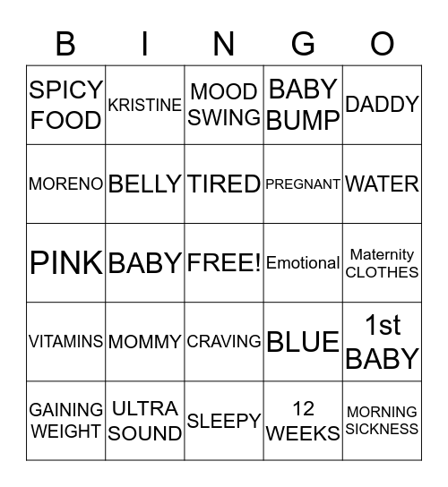 M&K Reveal Bingo Card