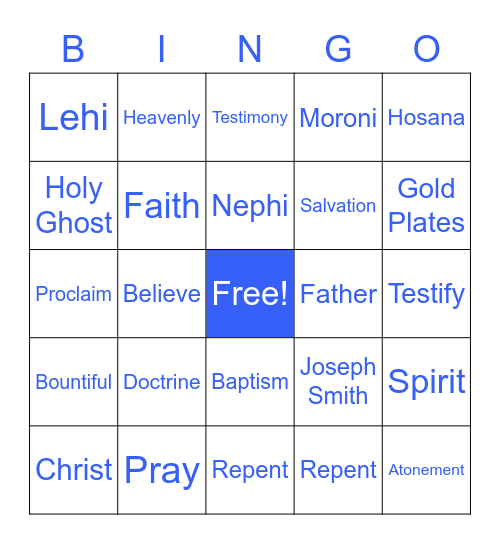 Book of Mormon Bingo Card