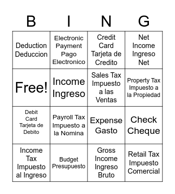 Financial Literacy G5 Bingo Card