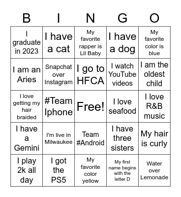 HUMAN BINGO 2021 - 2022 Bingo Card