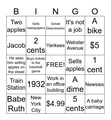 The Babe and I Bingo Card