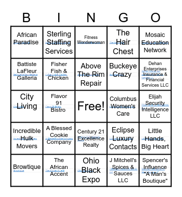 Black-Owned Businesses in Columbus, OH Bingo Card