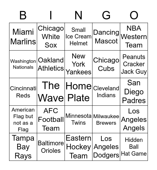 Baseball Bingo Card