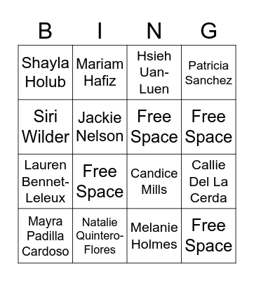 Virtual People Bingo Card