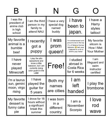 Sechrist Staff Bingo! Bingo Card