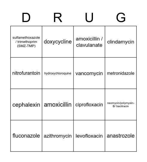 Immune Drugs Bingo Card