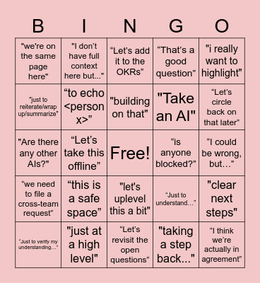 ALC Manager Bingo Card
