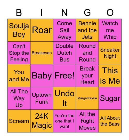 Songs of the Summer Bingo Card