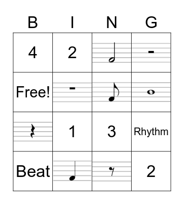 Rhythm 1 Bingo Card