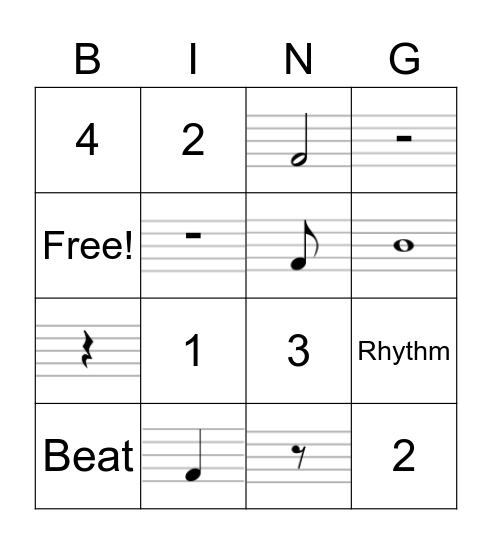Rhythm 1 Bingo Card