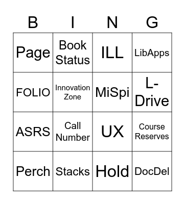 Library Lingo BINGO Card