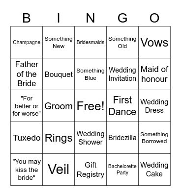 Ashley's Getting Married! Bingo Card