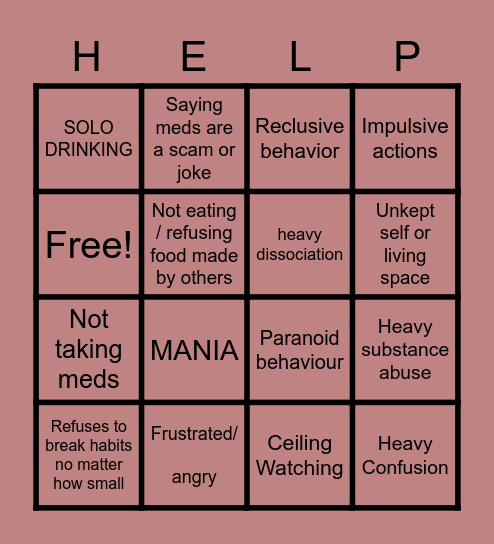 Matts Mega Mind Bingo Card