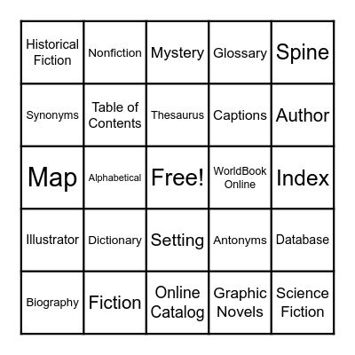 Library Lingo Bingo Card
