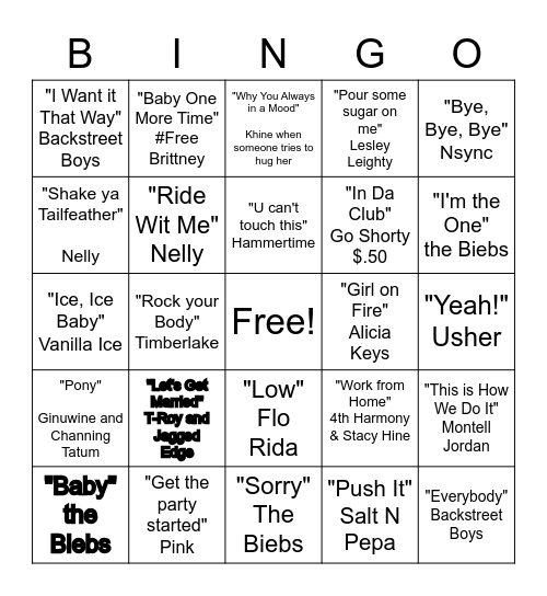 Khine's Bday Playlist Bingo Card