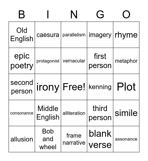 Exposition Bingo Card