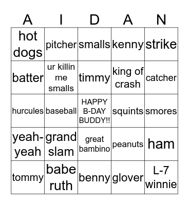SANLOT BINGO!! Bingo Card