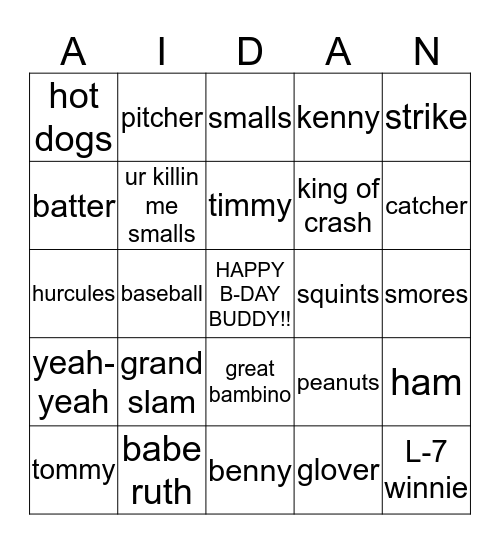 SANLOT BINGO!! Bingo Card