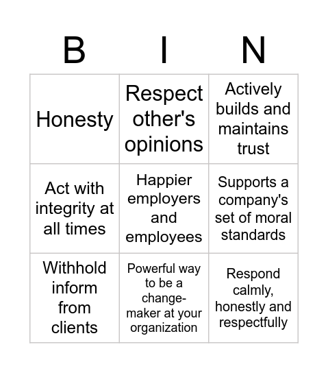 Huddle Bingo Card