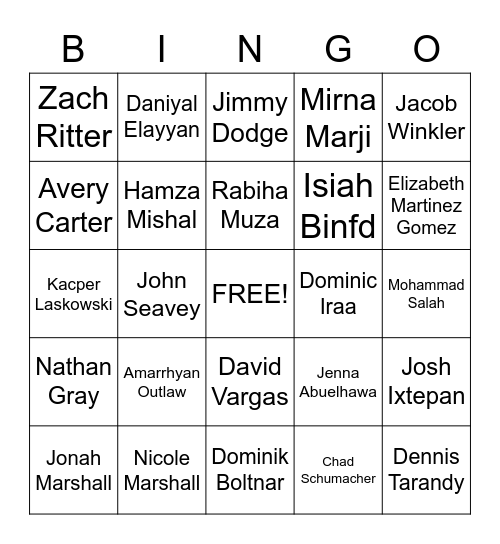 Getting to Know You Bingo Card