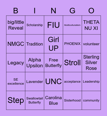 TNX Bingo Card