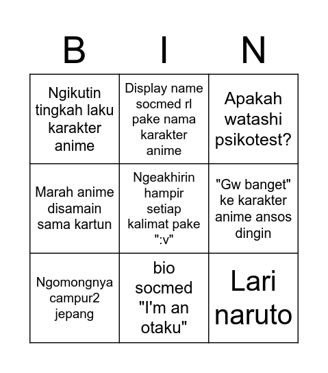 Untitled Bingo Card